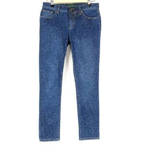 Ralph Lauren Patterned Blue skinny Jeans size 4 EUC